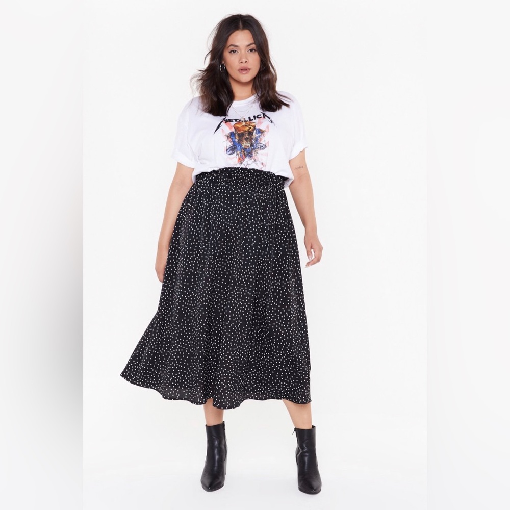 Nasty Gal High-Waisted Plus Size Polka Dot Maxi Skirt